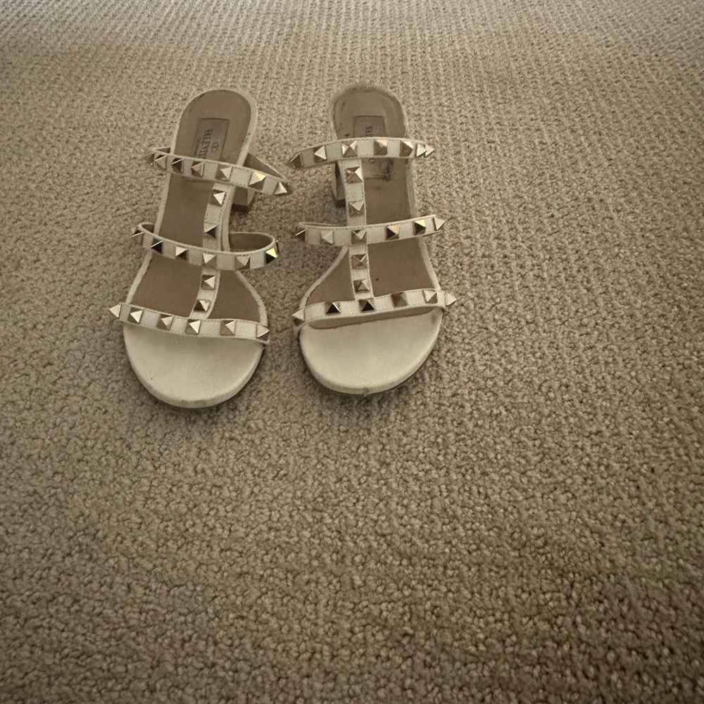 Valentino Women's Cream Studded Sandals